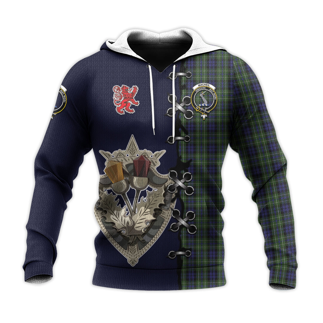 MacNeil of Colonsay Tartan Hoodie - Lion Rampant And Celtic Thistle Style