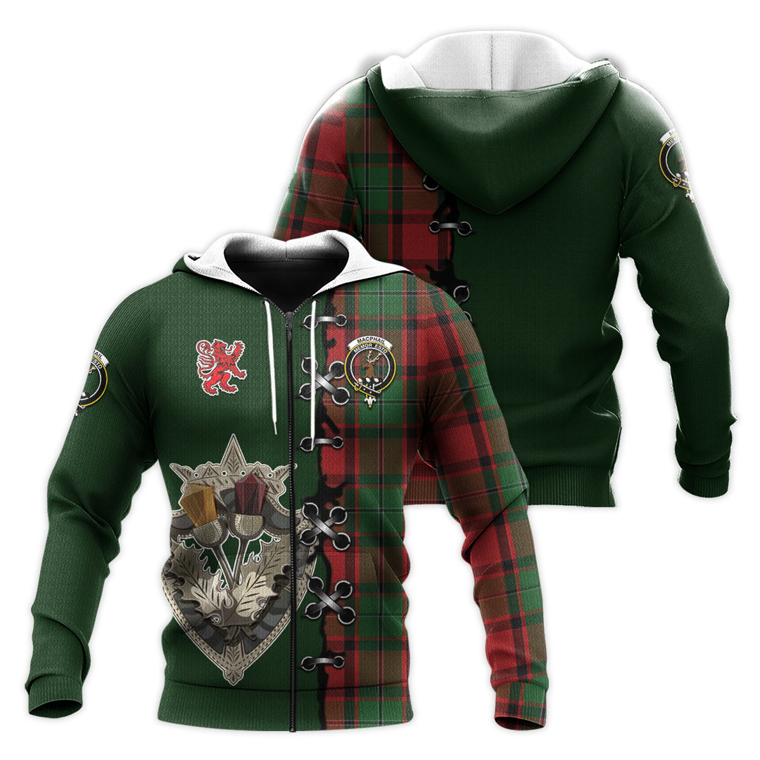 MacPhail Tartan Hoodie - Lion Rampant And Celtic Thistle Style