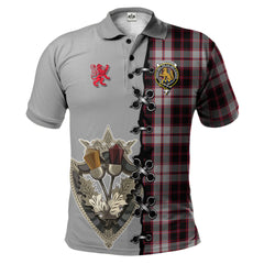 MacPherson Tartan Polo Shirt - Lion Rampant And Celtic Thistle Style