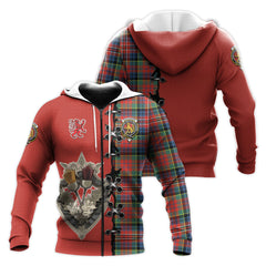 MacPherson Ancient Tartan Hoodie - Lion Rampant And Celtic Thistle Style