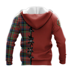 MacPherson Ancient Tartan Hoodie - Lion Rampant And Celtic Thistle Style