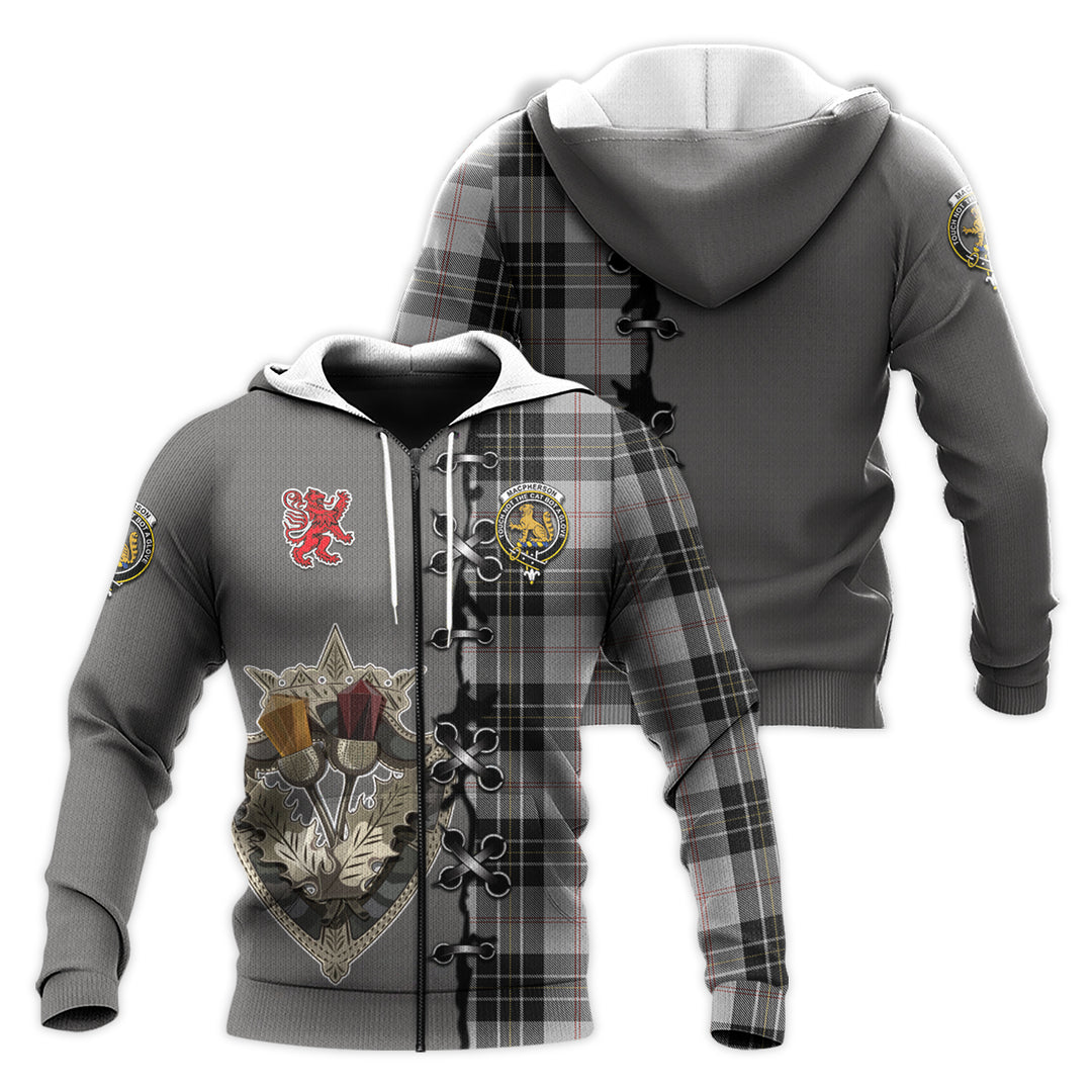 MacPherson Dress Tartan Hoodie - Lion Rampant And Celtic Thistle Style