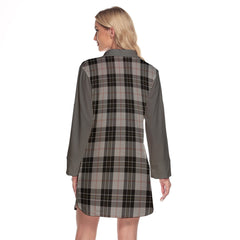 MacPherson Dress Tartan Women's Lapel Shirt Dress With Long Sleeve