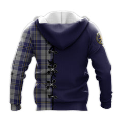 MacPherson Dress Blue Tartan Hoodie - Lion Rampant And Celtic Thistle Style