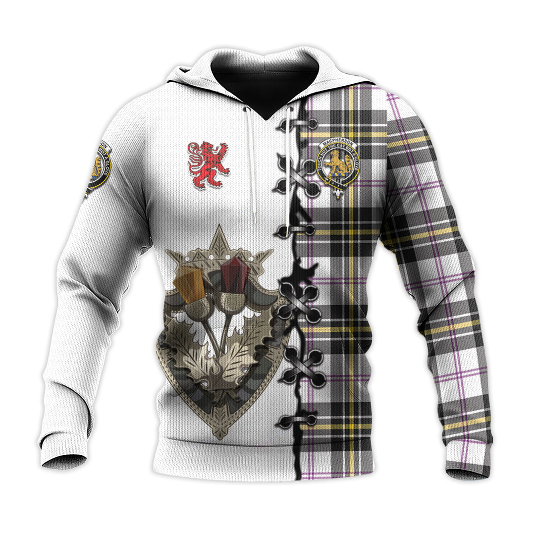 MacPherson Dress Modern Tartan Hoodie - Lion Rampant And Celtic Thistle Style