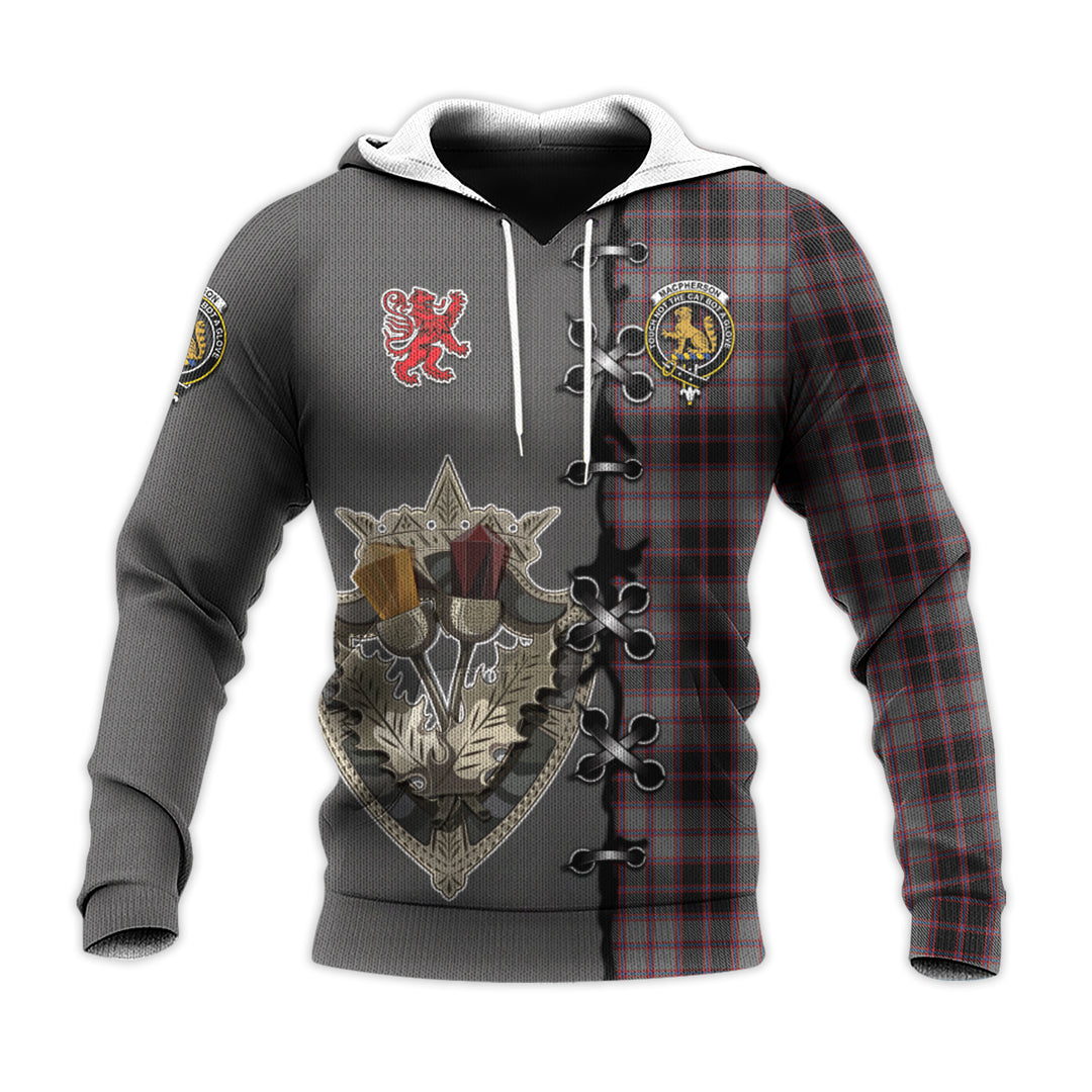 MacPherson Hunting Tartan Hoodie - Lion Rampant And Celtic Thistle Style