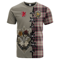 MacPherson Hunting Ancient Tartan T-shirt - Lion Rampant And Celtic Thistle Style