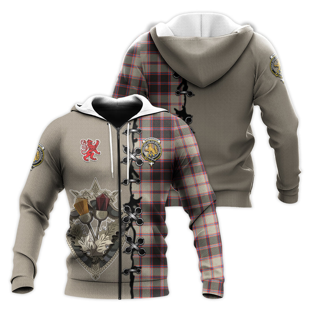 MacPherson Hunting Ancient Tartan Hoodie - Lion Rampant And Celtic Thistle Style