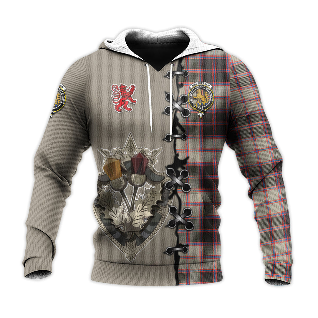 MacPherson Hunting Ancient Tartan Hoodie - Lion Rampant And Celtic Thistle Style