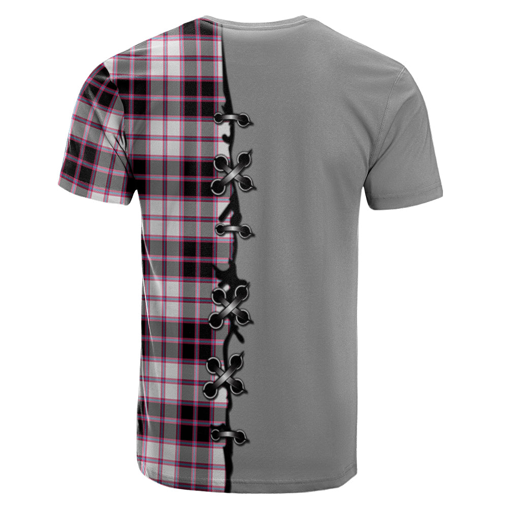 MacPherson Hunting Modern Tartan T-shirt - Lion Rampant And Celtic Thistle Style