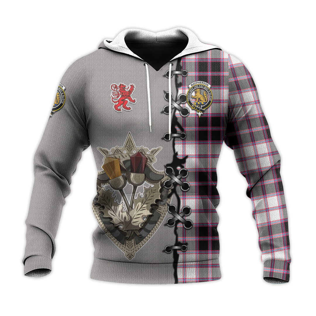 MacPherson Hunting Modern Tartan Hoodie - Lion Rampant And Celtic Thistle Style