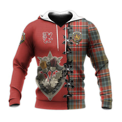 MacPherson Weathered Tartan Hoodie - Lion Rampant And Celtic Thistle Style
