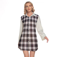 MacRae Dress Modern Tartan Women's Lapel Shirt Dress With Long Sleeve