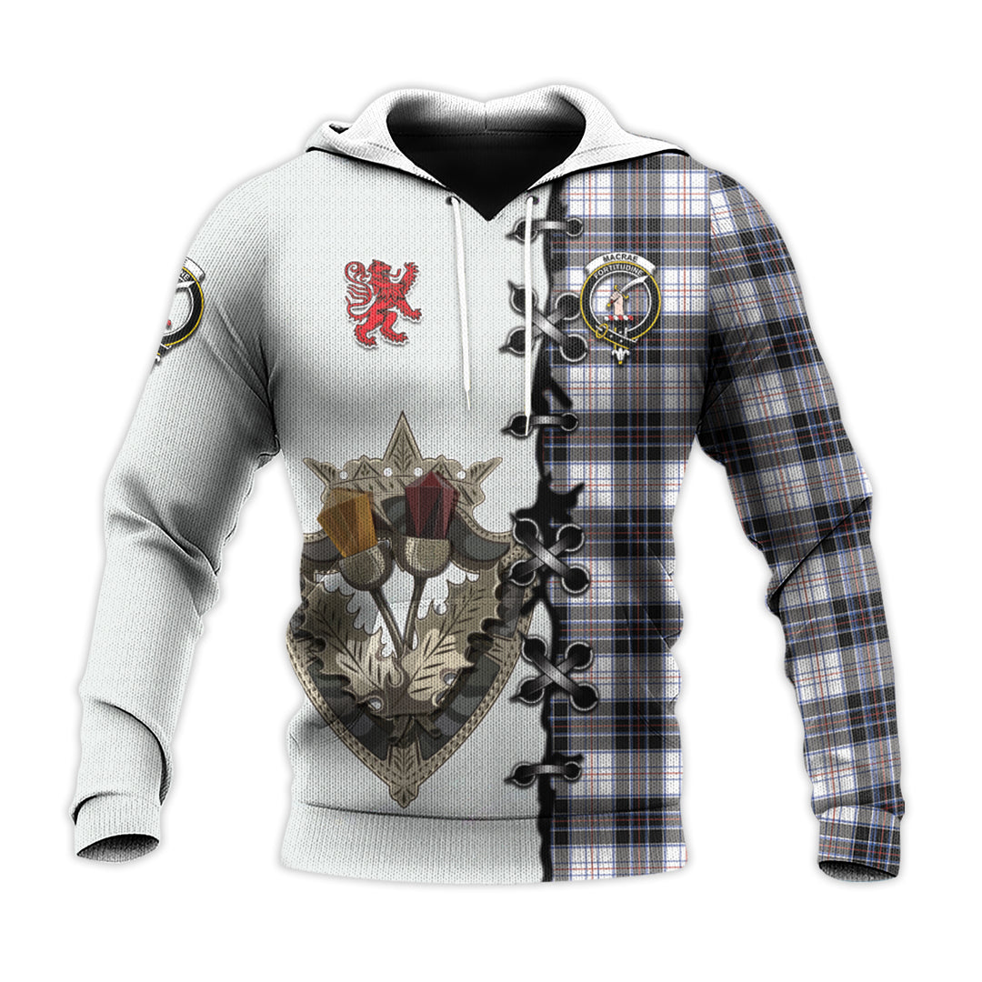 MacRae Dress Modern Tartan Hoodie - Lion Rampant And Celtic Thistle Style