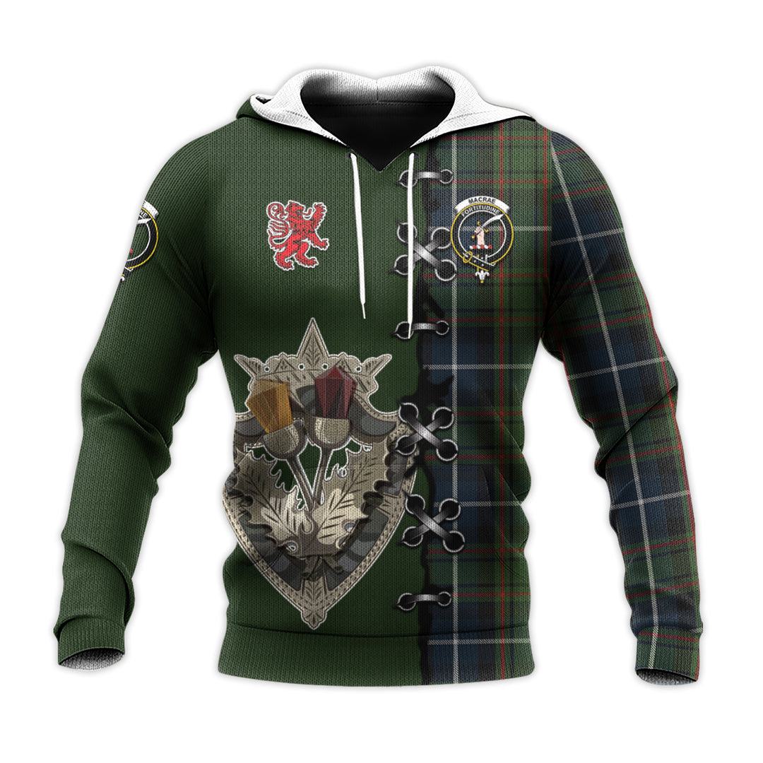 MacRae Hunting Tartan Hoodie - Lion Rampant And Celtic Thistle Style