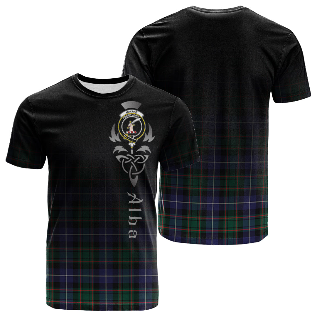 MacRae Hunting Modern Tartan Crest T-shirt - Alba Celtic Style