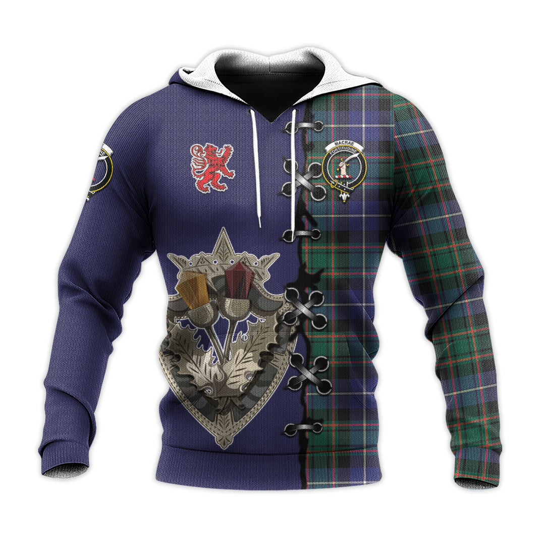 MacRae Hunting Modern Tartan Hoodie - Lion Rampant And Celtic Thistle Style