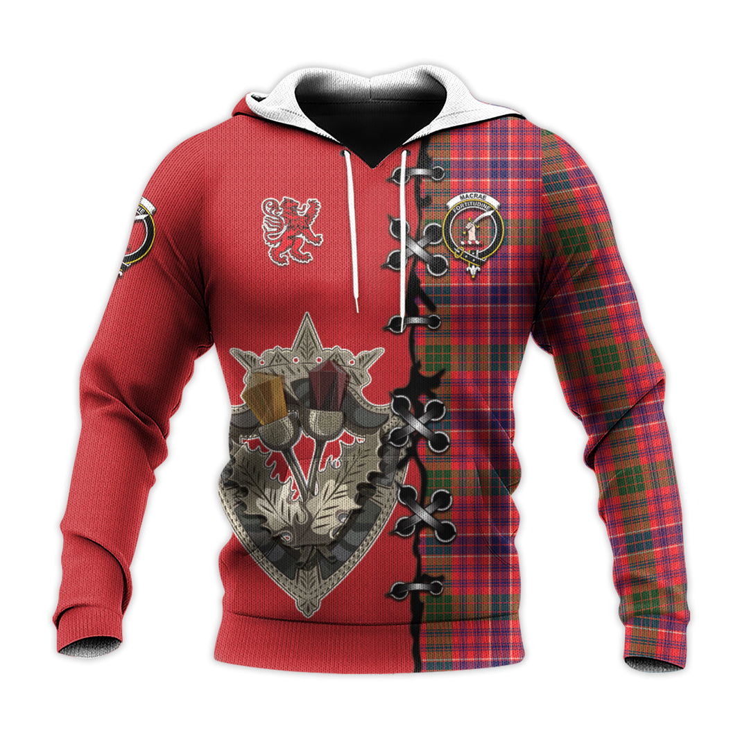 MacRae Modern Tartan Hoodie - Lion Rampant And Celtic Thistle Style