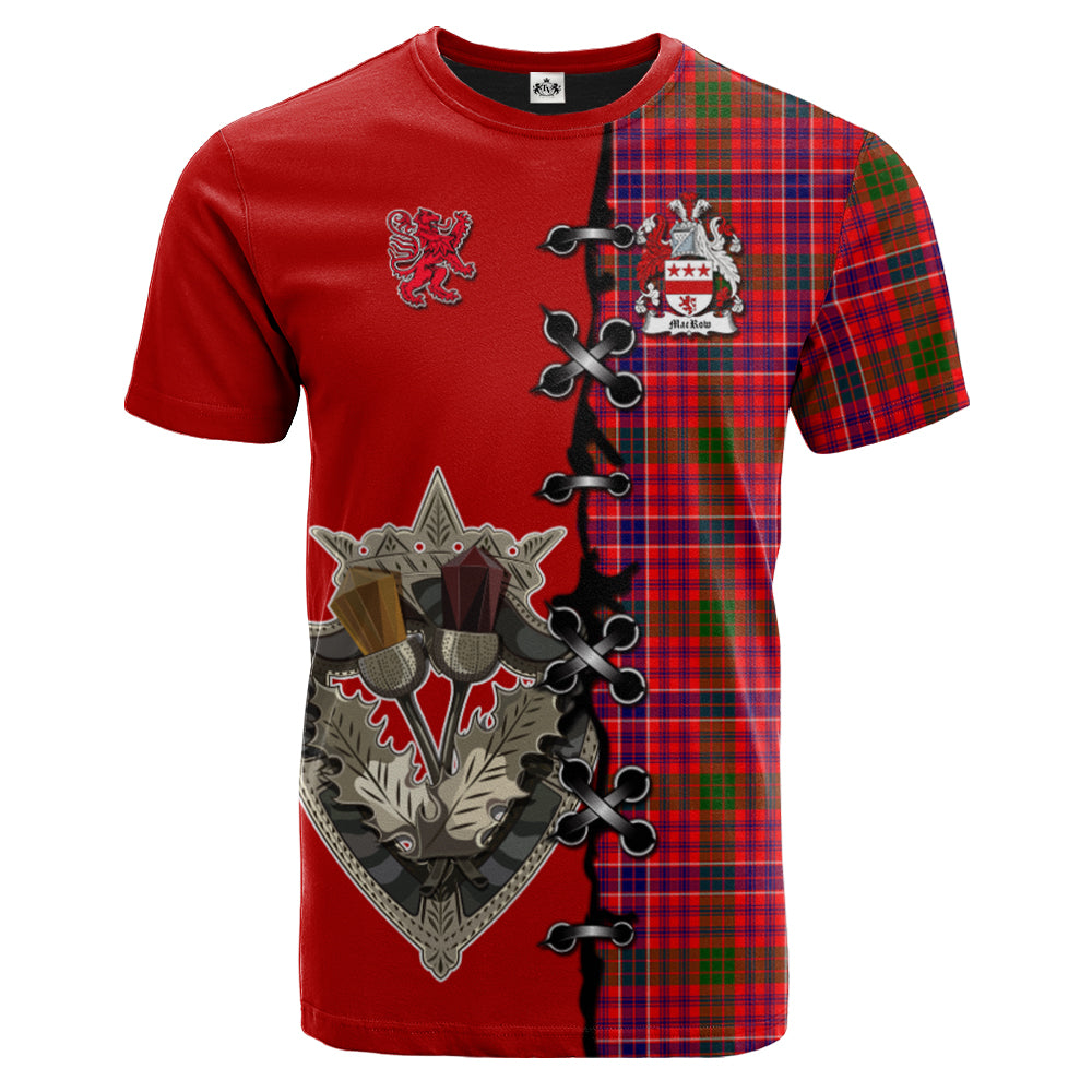 MacRow Tartan T-shirt - Lion Rampant And Celtic Thistle Style