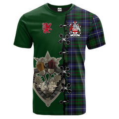 MacRow Hunting Tartan T-shirt - Lion Rampant And Celtic Thistle Style