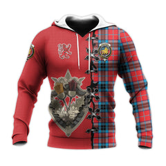 MacTavish Modern Tartan Hoodie - Lion Rampant And Celtic Thistle Style