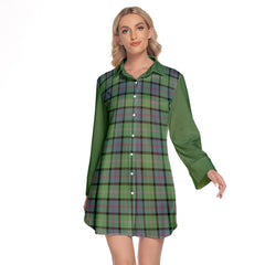 MacThomas Ancient Tartan Women's Lapel Shirt Dress With Long Sleeve