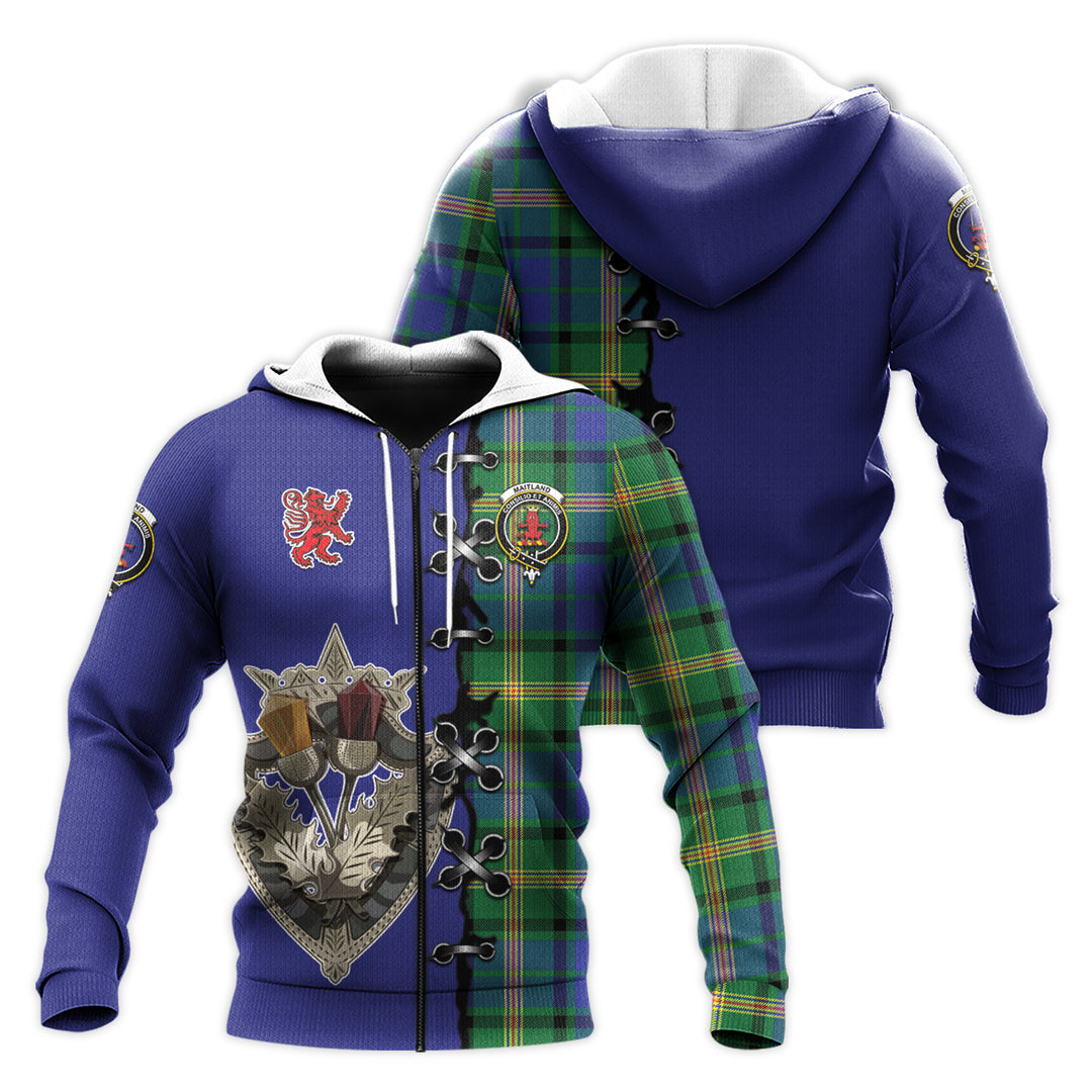 Maitland Tartan Hoodie - Lion Rampant And Celtic Thistle Style