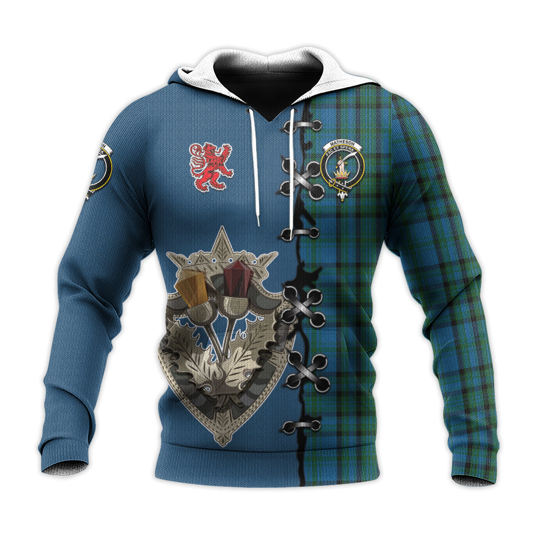 Matheson Hunting Tartan Hoodie - Lion Rampant And Celtic Thistle Style