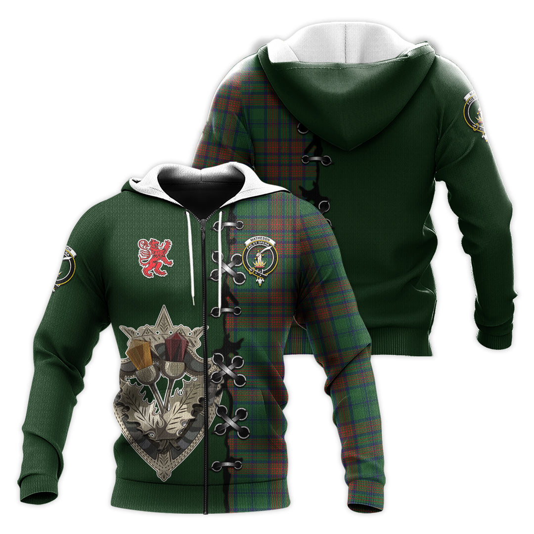 Matheson Hunting Highland Tartan Hoodie - Lion Rampant And Celtic Thistle Style