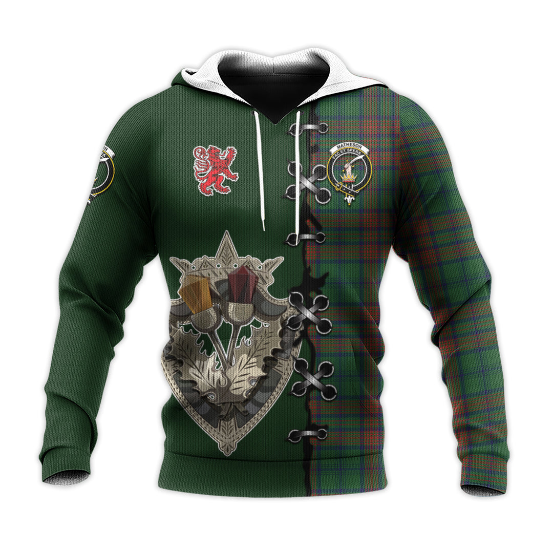 Matheson Hunting Highland Tartan Hoodie - Lion Rampant And Celtic Thistle Style