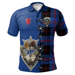 Maule Tartan Polo Shirt - Lion Rampant And Celtic Thistle Style