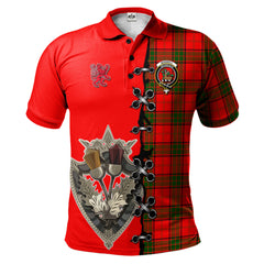 Maxwell Modern Tartan Polo Shirt - Lion Rampant And Celtic Thistle Style