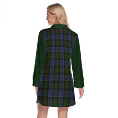 McFadzen 01 Tartan Women's Lapel Shirt Dress With Long Sleeve