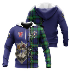 Meldrum Tartan Hoodie - Lion Rampant And Celtic Thistle Style