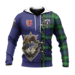 Meldrum Tartan Hoodie - Lion Rampant And Celtic Thistle Style