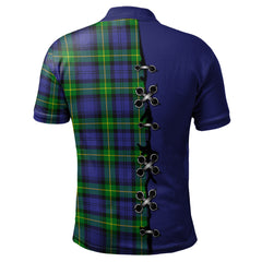 Meldrum Tartan Polo Shirt - Lion Rampant And Celtic Thistle Style