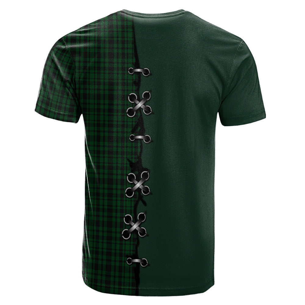 Menzies Green Tartan T-shirt - Lion Rampant And Celtic Thistle Style