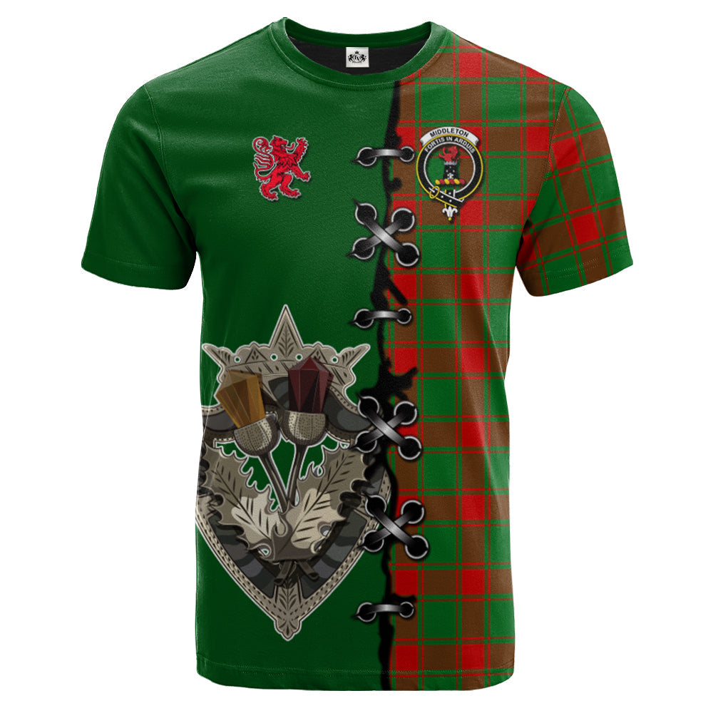 Middleton Modern Tartan T-shirt - Lion Rampant And Celtic Thistle Style