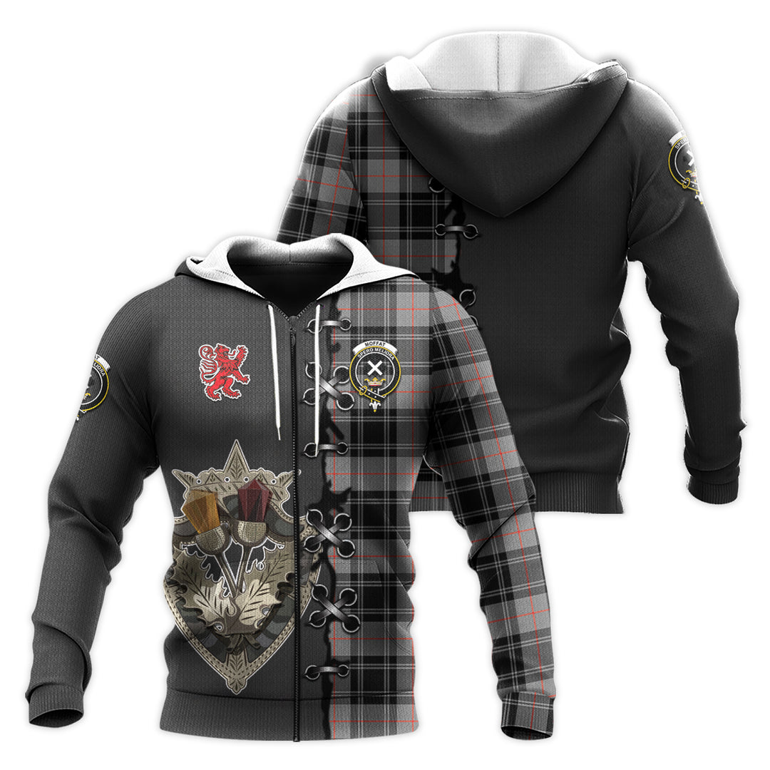 Moffat Modern Tartan Hoodie - Lion Rampant And Celtic Thistle Style