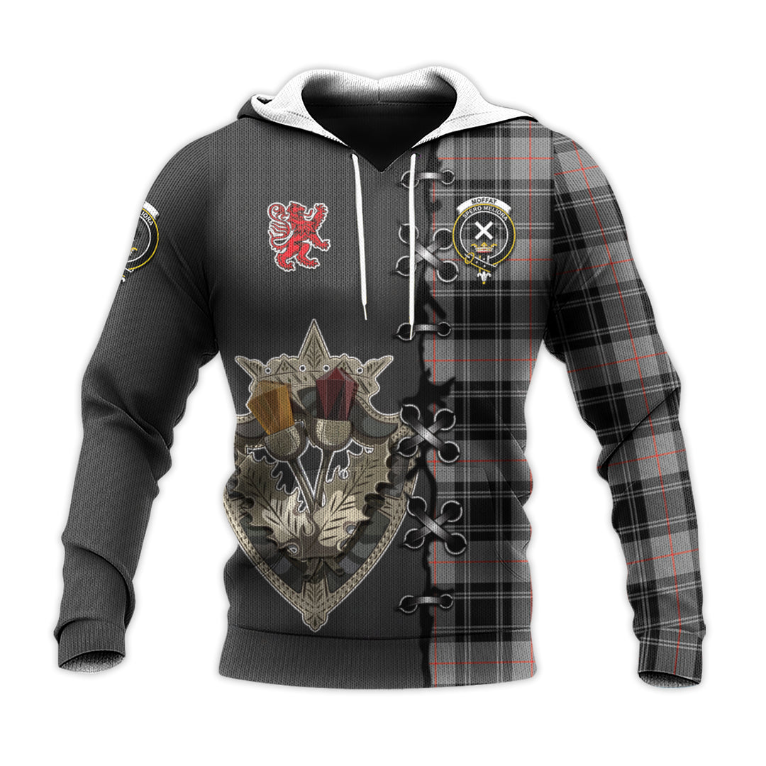 Moffat Modern Tartan Hoodie - Lion Rampant And Celtic Thistle Style