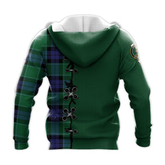 Monteith Tartan Hoodie - Lion Rampant And Celtic Thistle Style