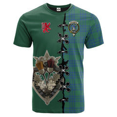 Montgomery Ancient Tartan T-shirt - Lion Rampant And Celtic Thistle Style