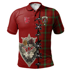 Moubray Tartan Polo Shirt - Lion Rampant And Celtic Thistle Style