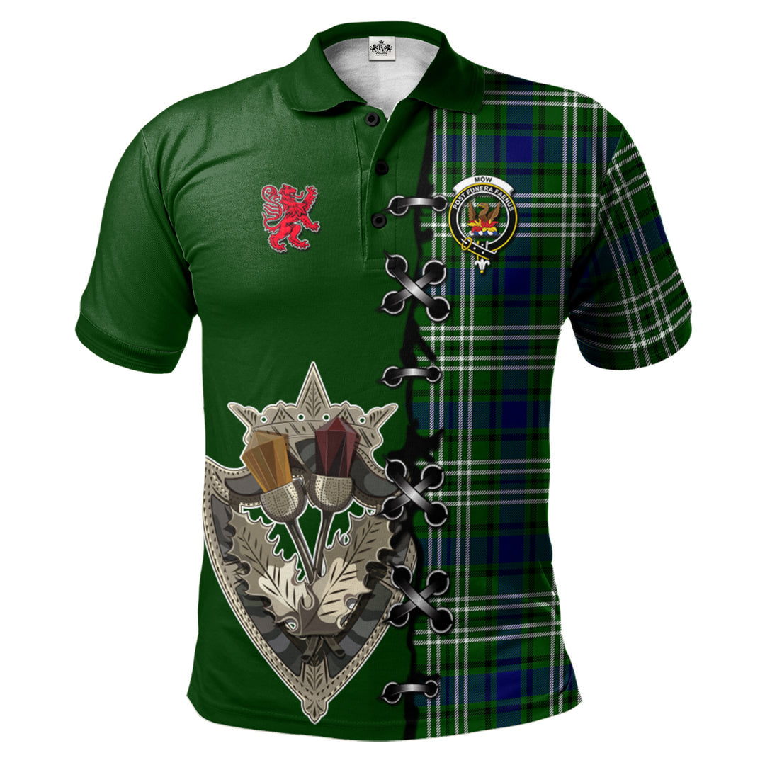 Mow Tartan Polo Shirt - Lion Rampant And Celtic Thistle Style