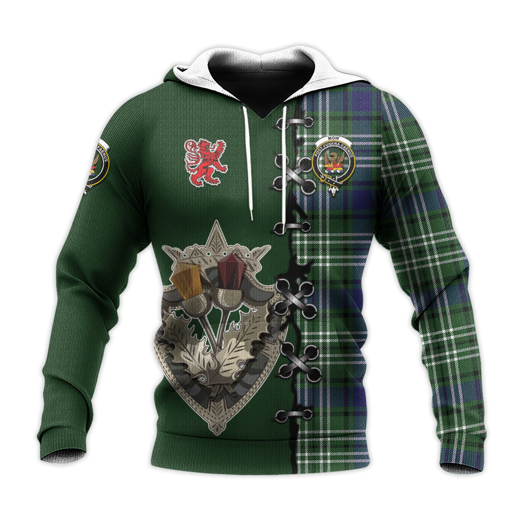 Mow Tartan Hoodie - Lion Rampant And Celtic Thistle Style