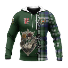 Mow Tartan Hoodie - Lion Rampant And Celtic Thistle Style