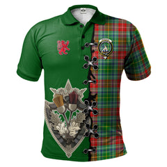 Muirhead Tartan Polo Shirt - Lion Rampant And Celtic Thistle Style