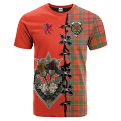 Munro Ancient Tartan T-shirt - Lion Rampant And Celtic Thistle Style