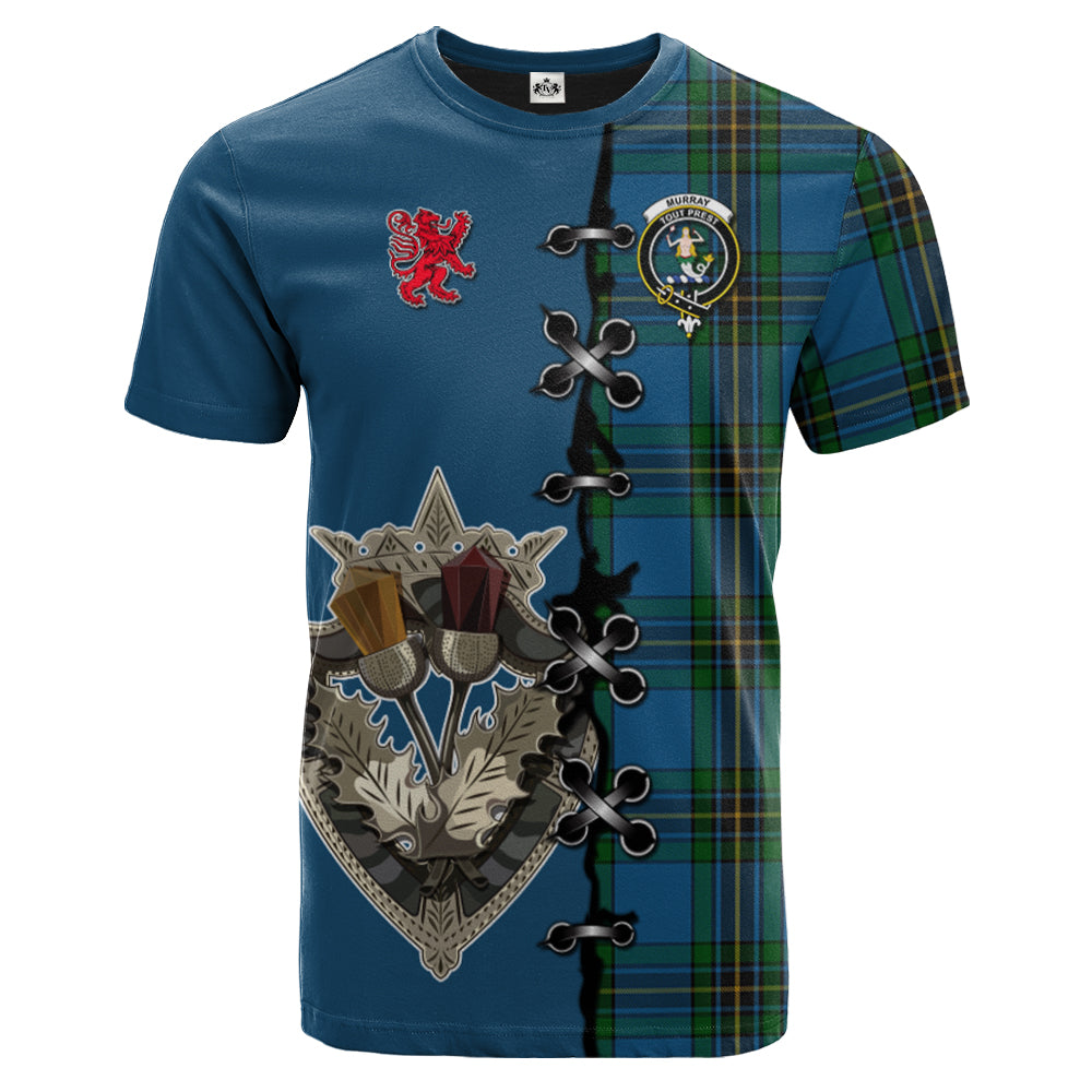 Murray of Elibank Tartan T-shirt - Lion Rampant And Celtic Thistle Style