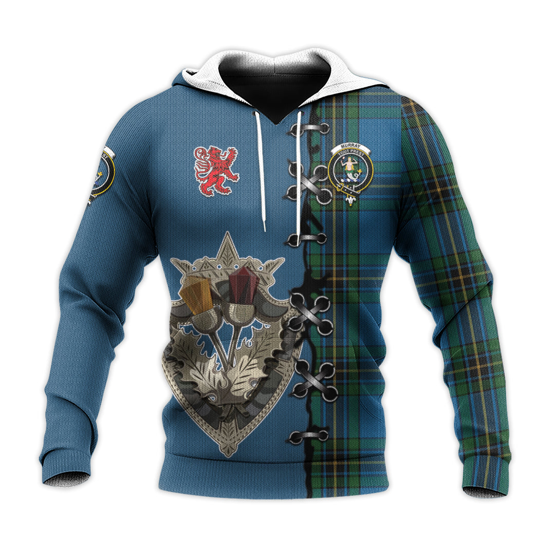 Murray of Elibank Tartan Hoodie - Lion Rampant And Celtic Thistle Style